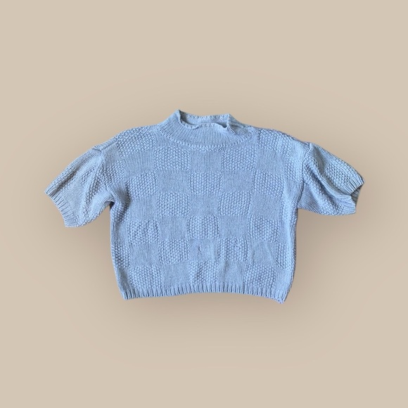 Vintage Liz Claiborne Light Blue Textured Knit top - Picture 1 of 7